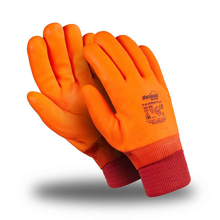Перчатки НОРДИК РП (WG-784/TP-06), джерси, ППУ, ПВХ полный, резинка, цвет оранжевый флуоресцентный