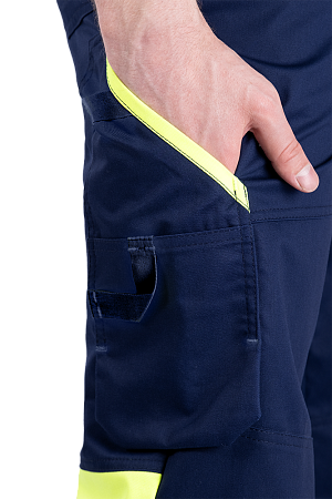 Полукомбинезон ACTIVE FLEX / АКТИВ ФЛЕКС летний, т.синий-флуоресцентный желтый