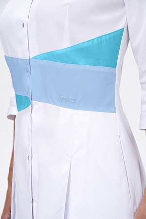 Халат МОНИКА, белый - бирюза