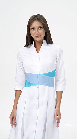 Халат МОНИКА, белый - бирюза