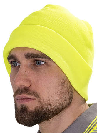 Шапка трикотажная двойная, лимонный