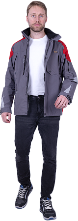 Куртка-штормовка РЕСПЕКТ, серый-красный