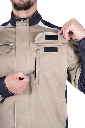 Куртка ТУРБО SAFETY летняя, бежевый-т.серый