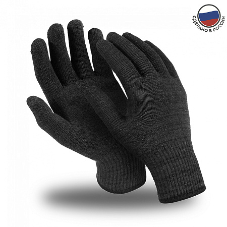 Перчатки ЭТАЛОН (MG-106), хлопок/полиэфир, оверлок, цвет черный