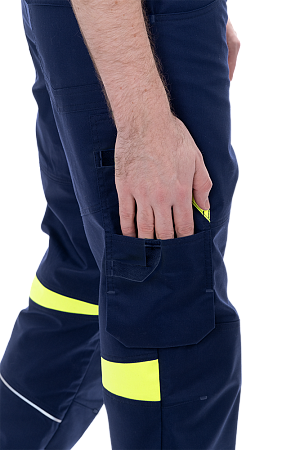 Брюки ACTIVE FLEX / АКТИВ ФЛЕКС, летние, т.синий-флуоресцентный желтый