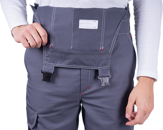 Полукомбинезон ТУРБО SAFETY летний, серый-чёрный-красный