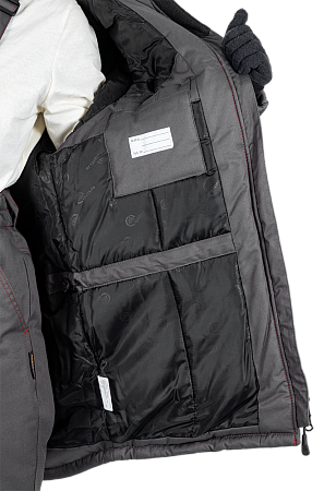 Костюм КМ-10 ЛЮКС зимний 3-4 класс, серый-красный-черный, женский