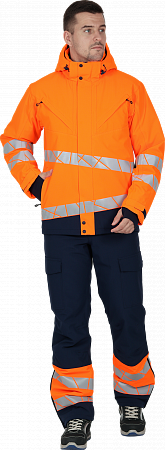 Куртка мужская утепленная ACTIVЕ, флуоресцентный оранжевый-синий