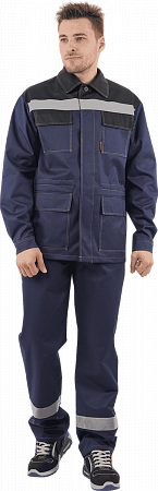 Костюм АРТЕЛЬ летний, т/синий-черный, с СВП (Куртка+брюки)