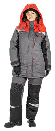 Костюм КМ-10 ЛЮКС зимний 3-4 класс, серый-красный-черный, женский