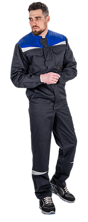 Костюм КМ-10 ЛЮКС АНТИСТАТ летний, т.синий-василек (куртка+полукомбинезон)