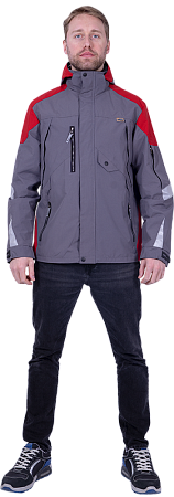 Куртка-штормовка РЕСПЕКТ, серый-красный