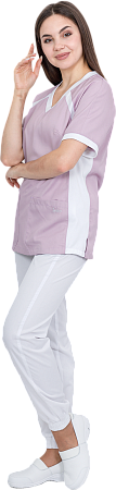 Блуза БЕРТИ, лавандово-розовая-белая