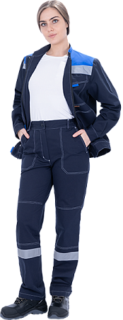 Костюм РАЦИОНАЛИЗАТОР летний, синий-василек, 100% х/б, женский (куртка, брюки)